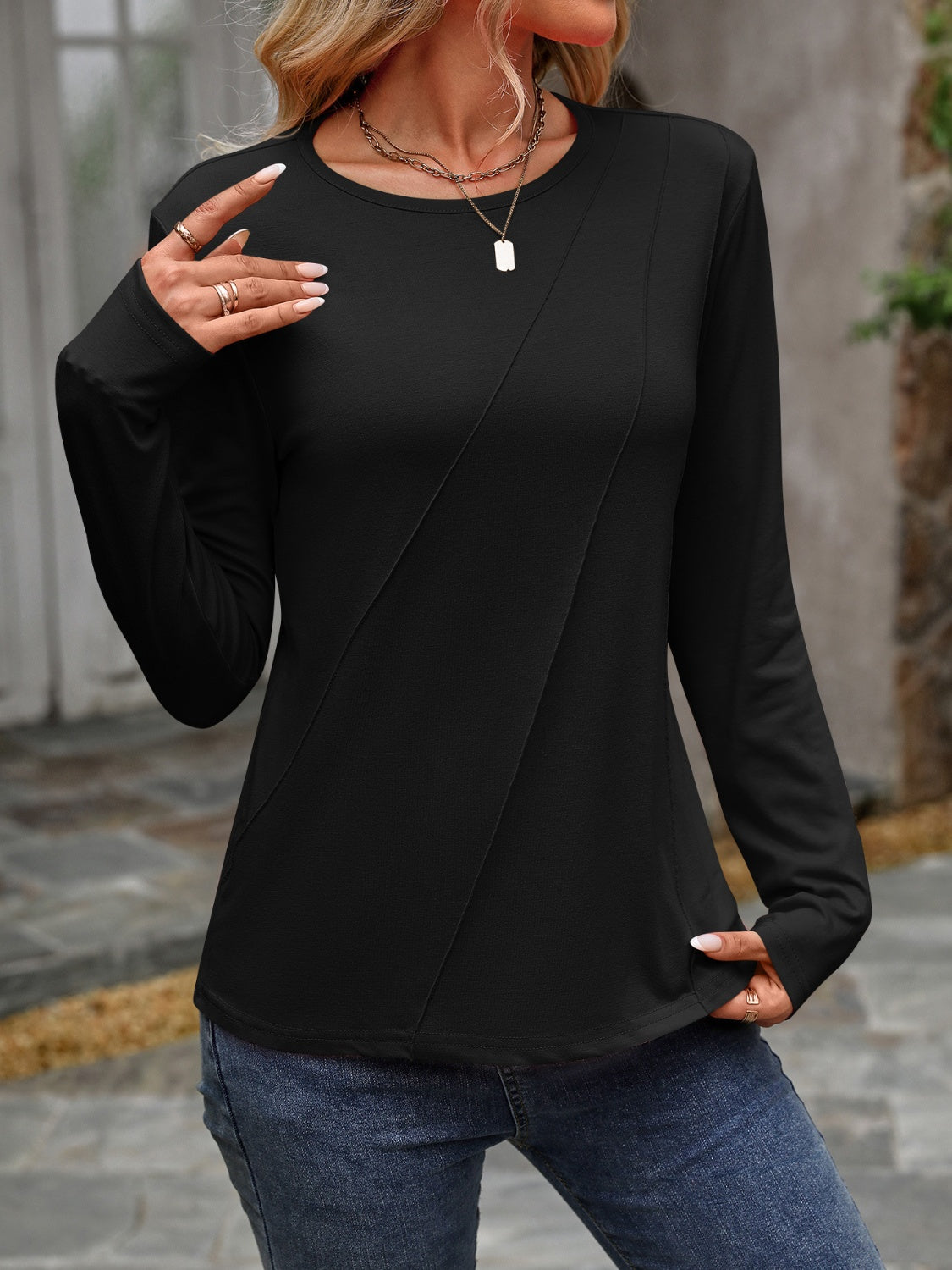 Round Neck Long Sleeve T-Shirt