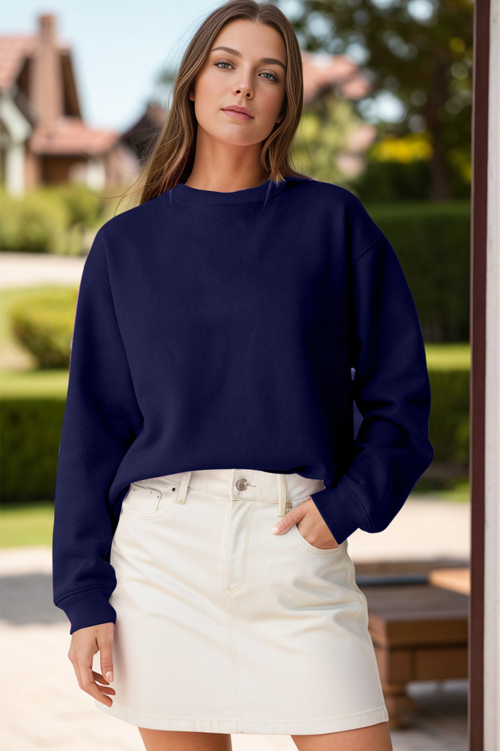 Round Neck Long Sleeve Sweatshirt