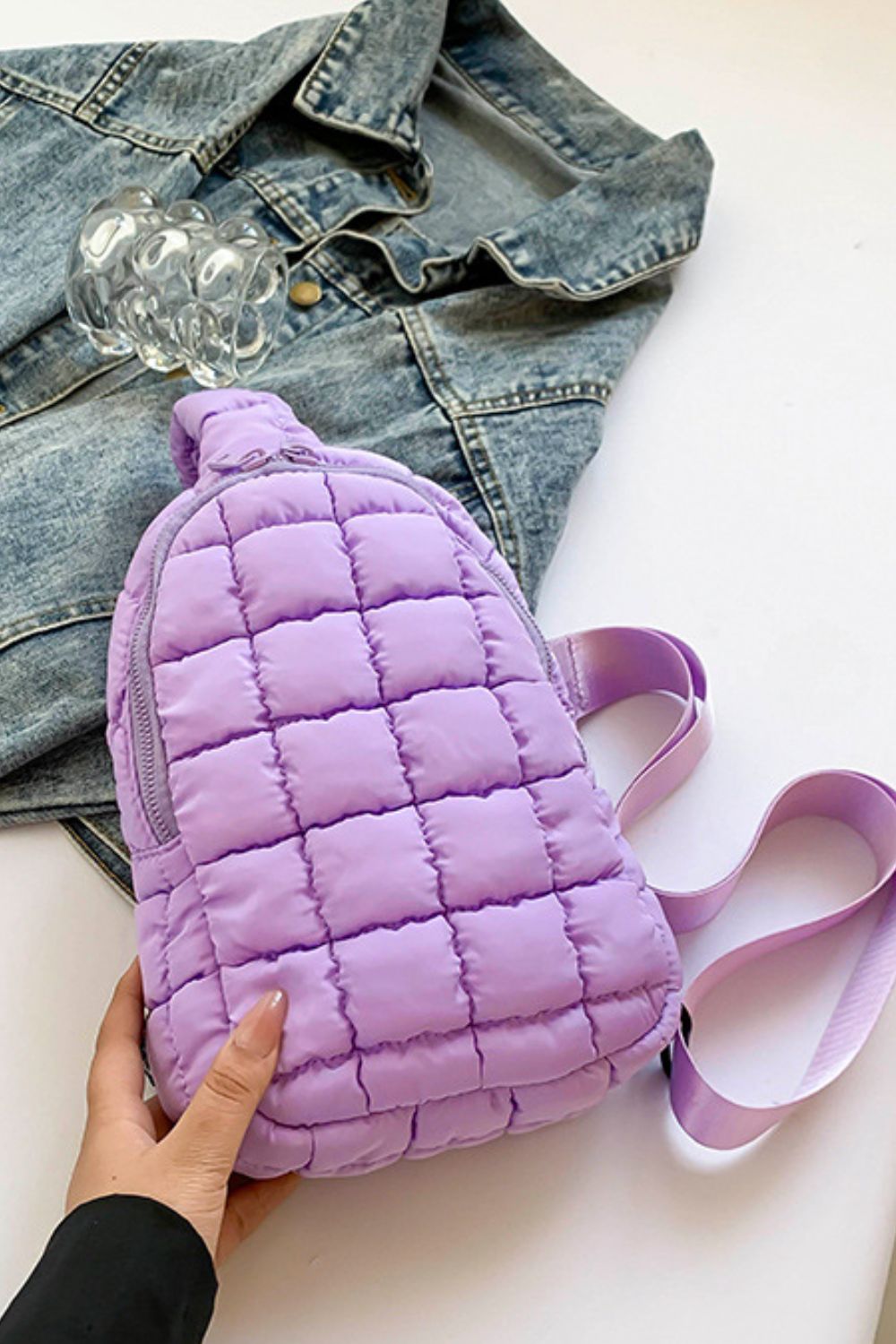 Quilted Nylon Crossbody  Bag