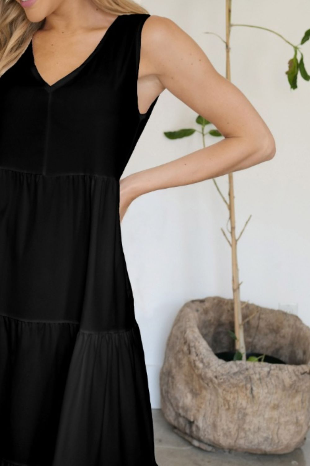 Tiered V-Neck Sleeveless Dress