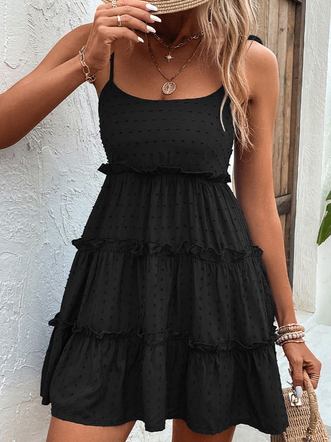 Frill Spaghetti Strap Tiered Dress