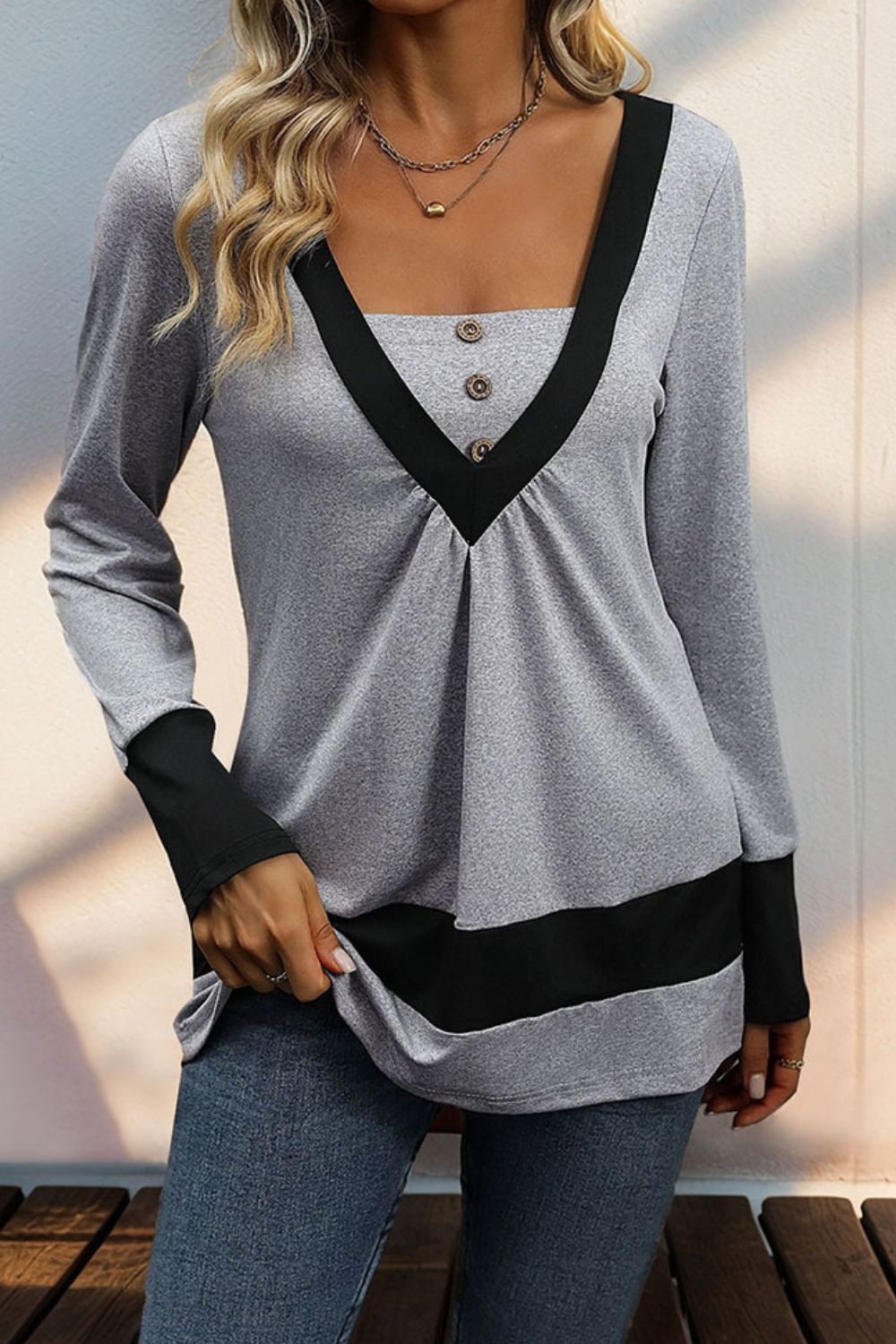 Contrast Long Sleeve T-Shirt