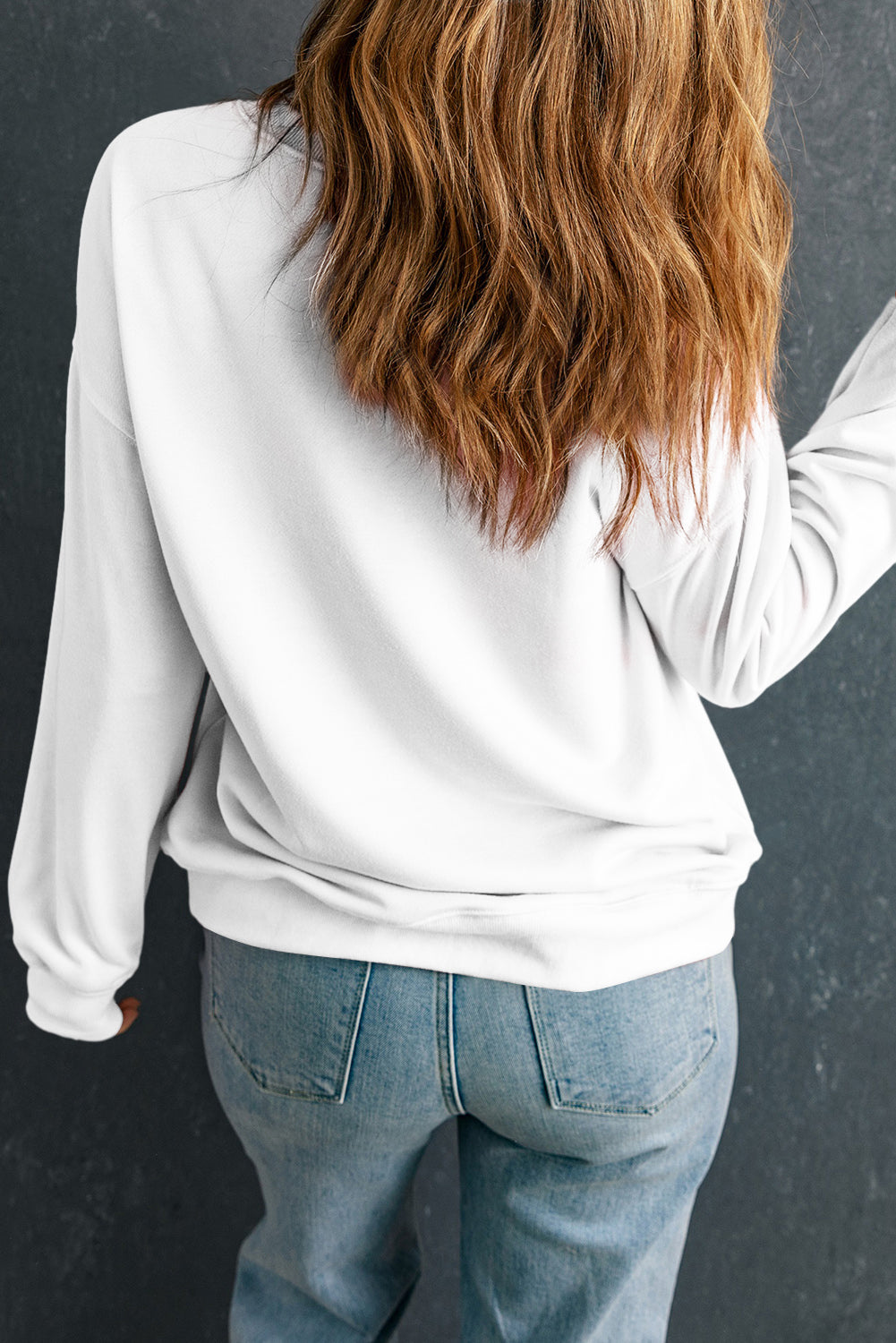 Letter Graphic Round Neck Long Sleeve Sweatshirt