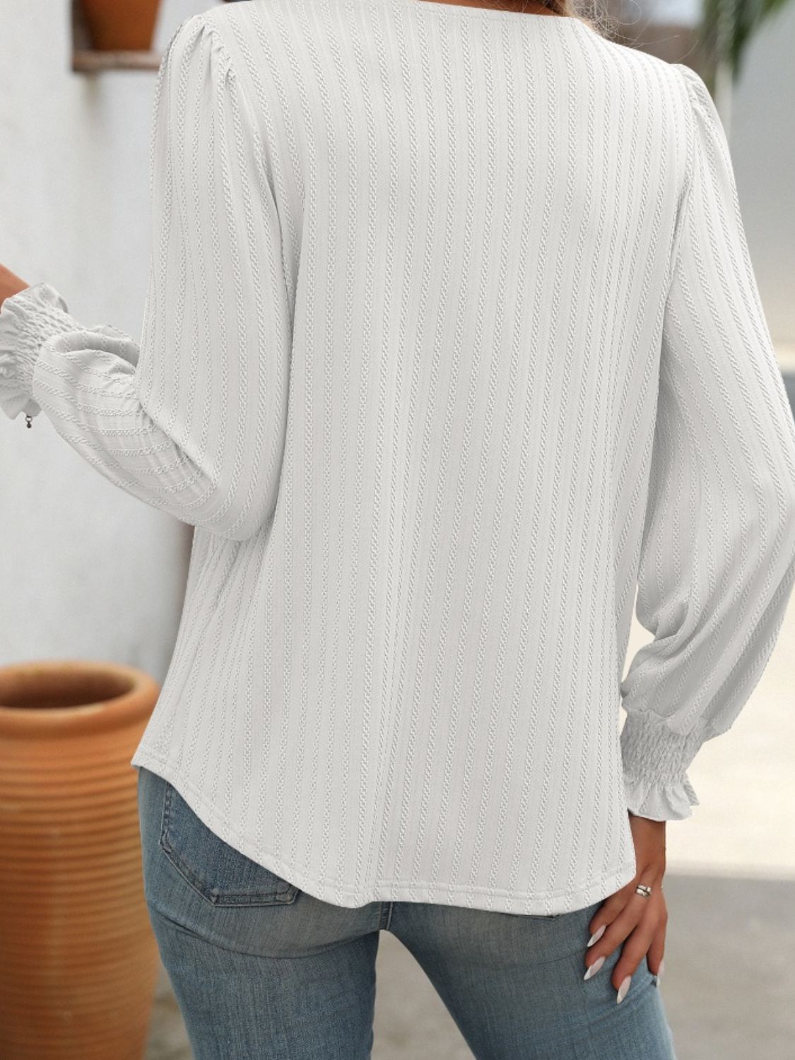 Square Neck Long Sleeve Top