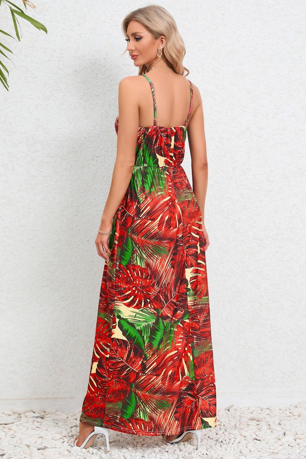 Printed Surplice Maxi Cami Dress